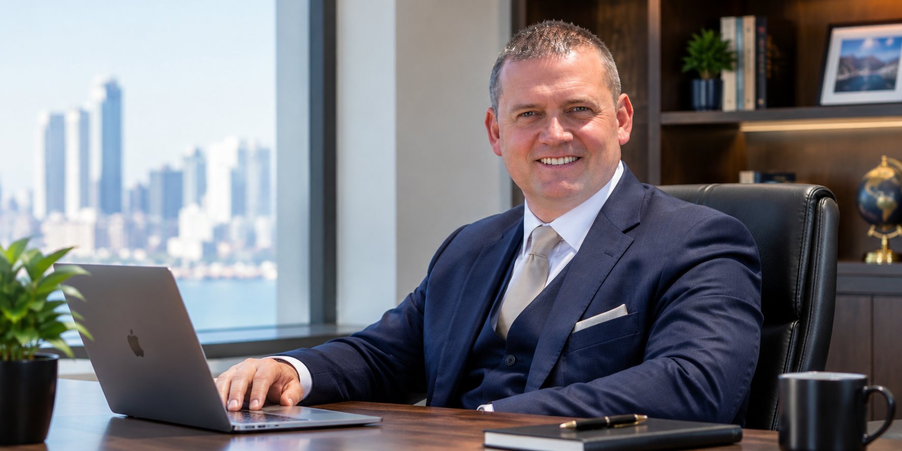 Craig Lovitt, Chartered Senior Logistics and Supply Chain Operations Manager, seated at his desk in a city office